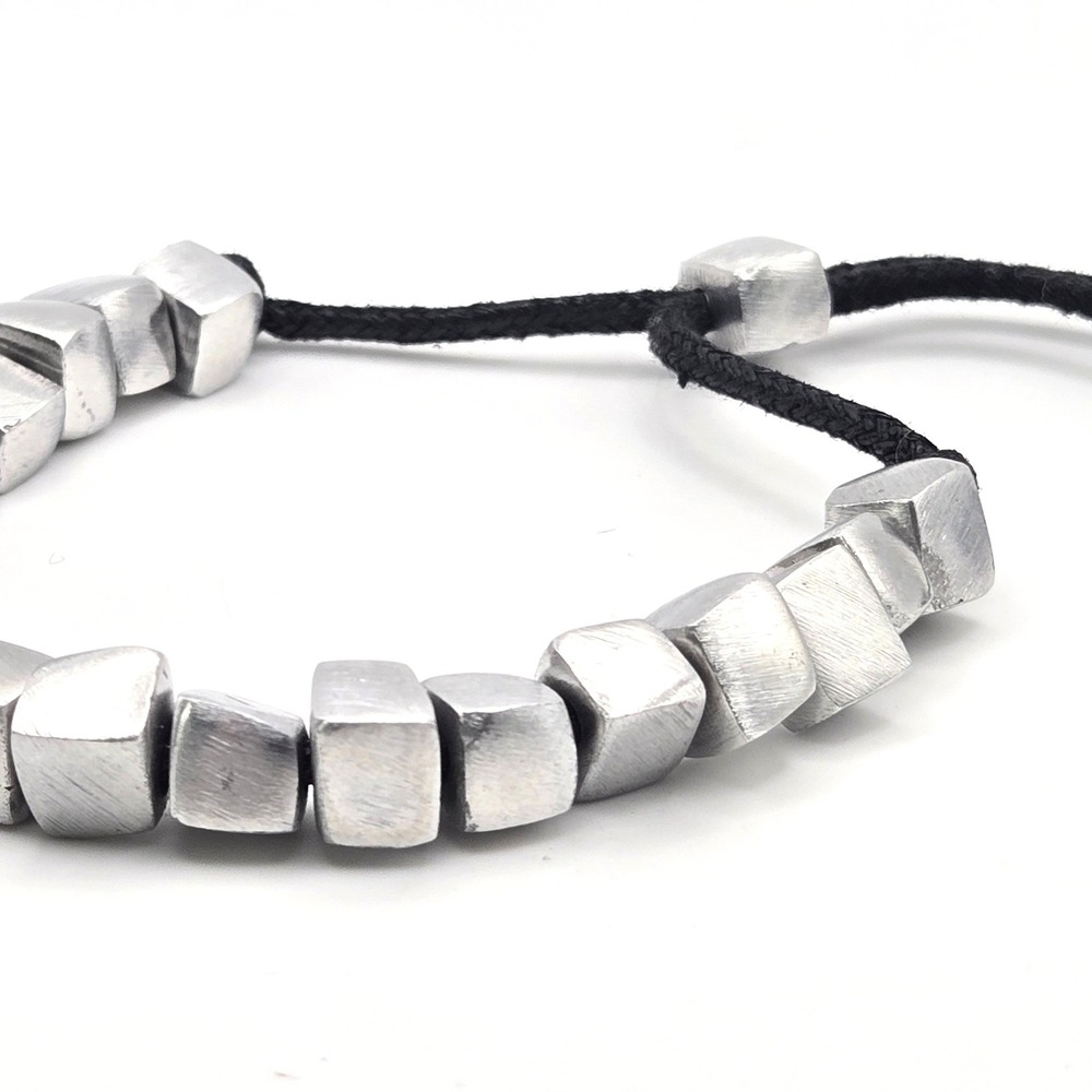 Isabella Adjustable Hematite Cube Bead Bracelet And Silver Tone Aluminum‎ Black - Picture 5 of 8